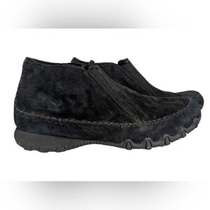 Skechers Bikers-Spirit Animal Black Faux Suede Slip On Ankle Bootie 10